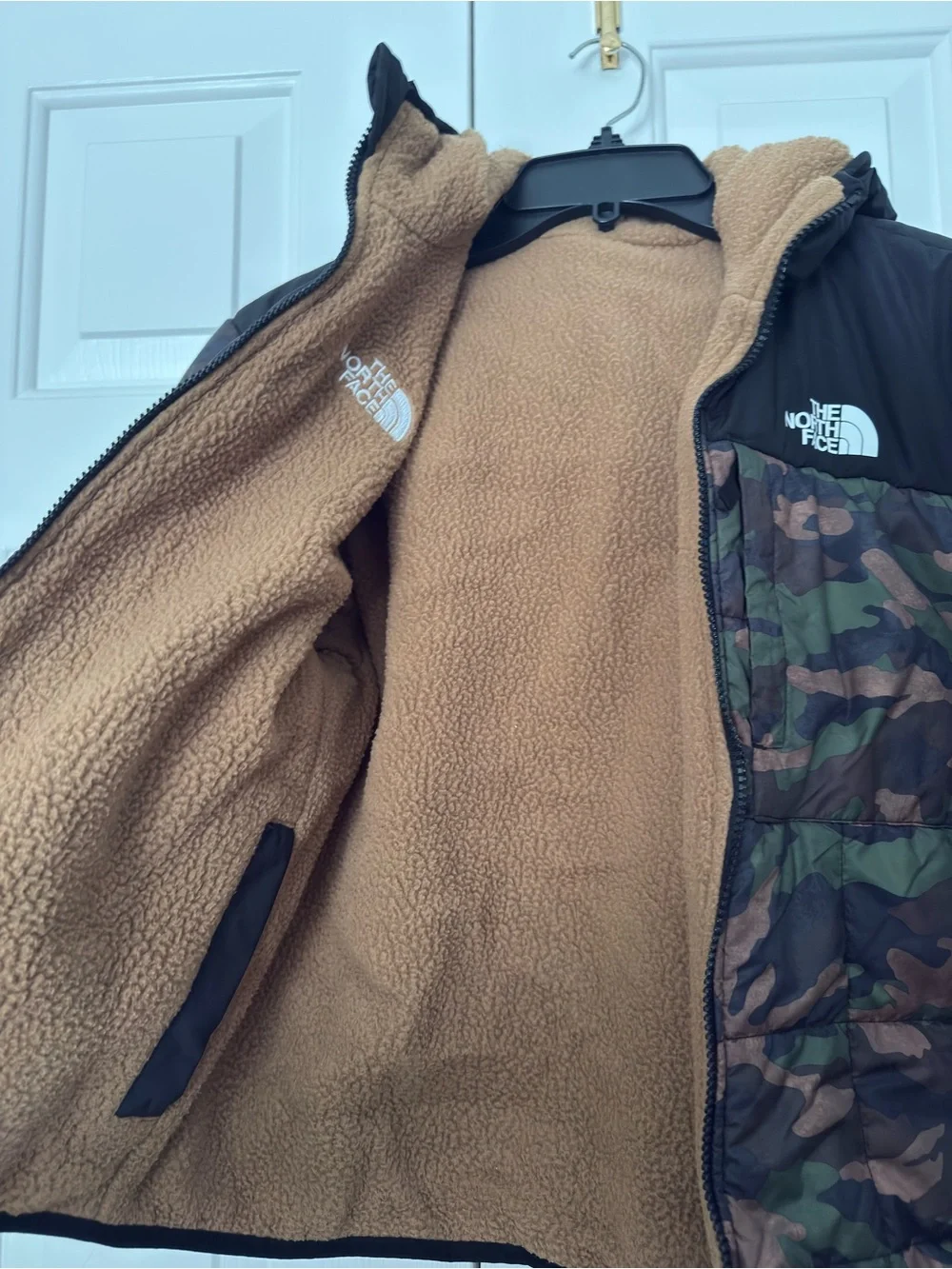 The North Face Reversible Tan/ Camo Puffer Jacket